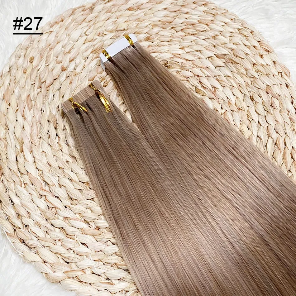 Blonde Seamless Tape in Hair Extensions Human Hair Skin Weft PU Tape on 20 PCS 18'-30' Length Easy Installation Hair Extensions
