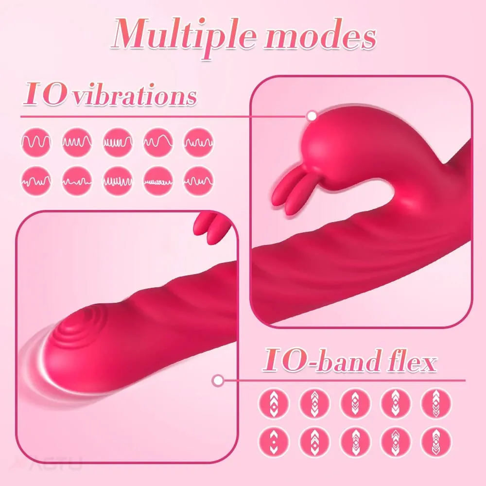 Adult Sex Toy Thrusting Rabbit VIbrator for Women Vibrating Dildo Telescopic G-Spot Clitoris Stimulator Female Masturbator