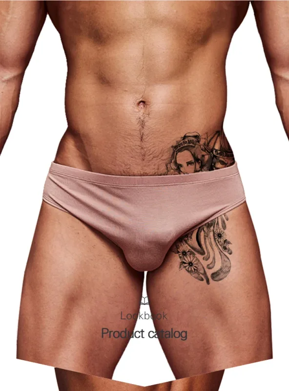 Men's Modal Ultra Thin Bare Feel Briefs, Low Rise High Elastic Breathable 3D Convex Pouch Underwear