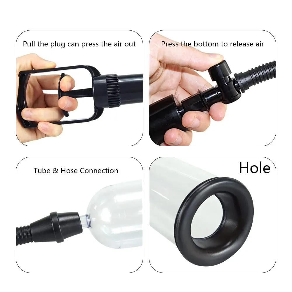 Penis Pump Vacuum Enlargement Trainer 3 Sleeves Silicone Male Enhancement Stamina Exercise Reusable Adult Sex Toy With Gauge