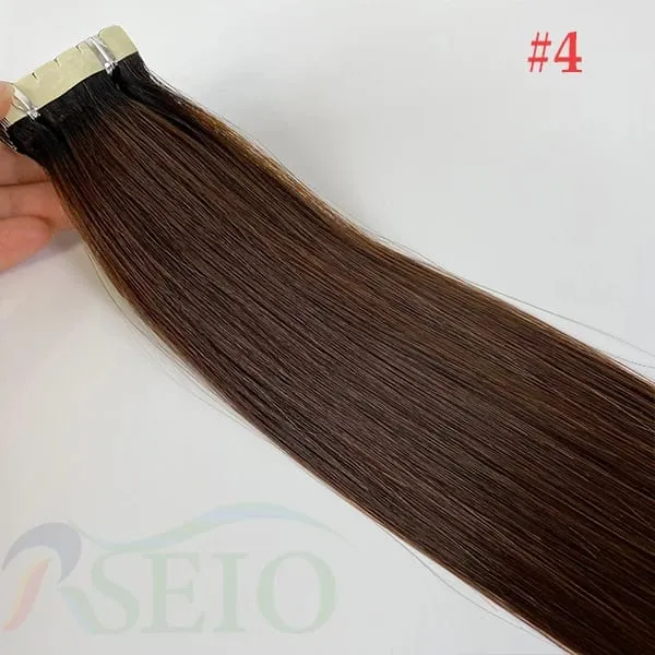 Mini fita em extensões de cabelo humano extensão de cabelo natural real 16 "-26" preto marrom loira fita invisível em linha reta para salão de beleza