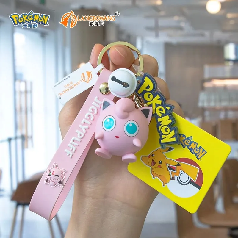 정품 포켓몬 키 체인 피카추 Gengar Sylveon Sprigatito Quaxly Fuecoco 애니메이션 액션 피규어 장난감 열쇠 고리 향수 펜던트