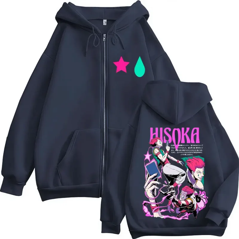Anime Hunter X Hunter Phantom Troupe Hisoka Zipper Hoodies Men Women Clothing Oversized Casual Zip Up Hooded Sweatshirts Jackets