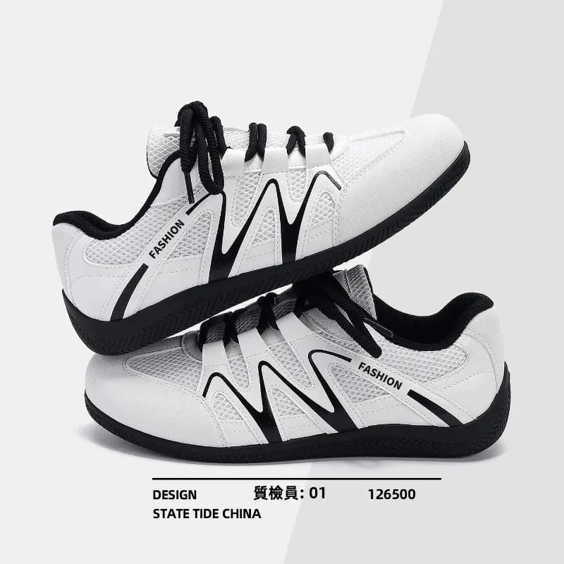 Heren mesh ademende casual sneakers met veters platte zool mode sportschoenen dagelijks wandelen dames lichtgewicht atletische schoenen