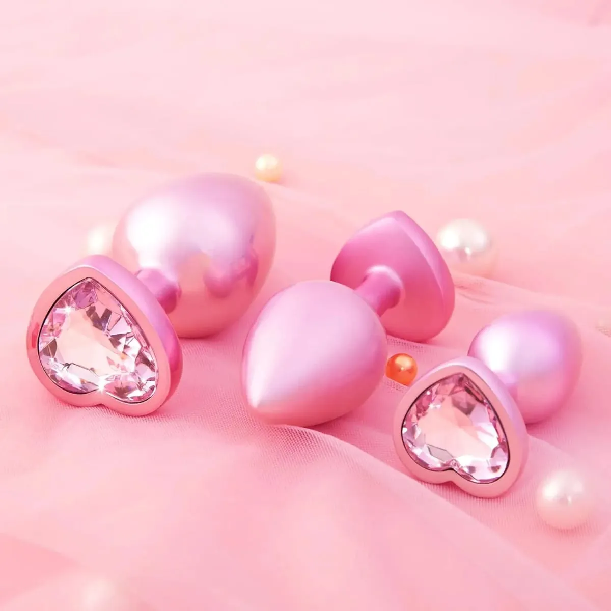 Crystal Diamond Heart Base Metal Butt Plug 3 Sizes Anal Plug Anal Trainer for Beginners Unisex Prostate Massage Adult Sex Toys
