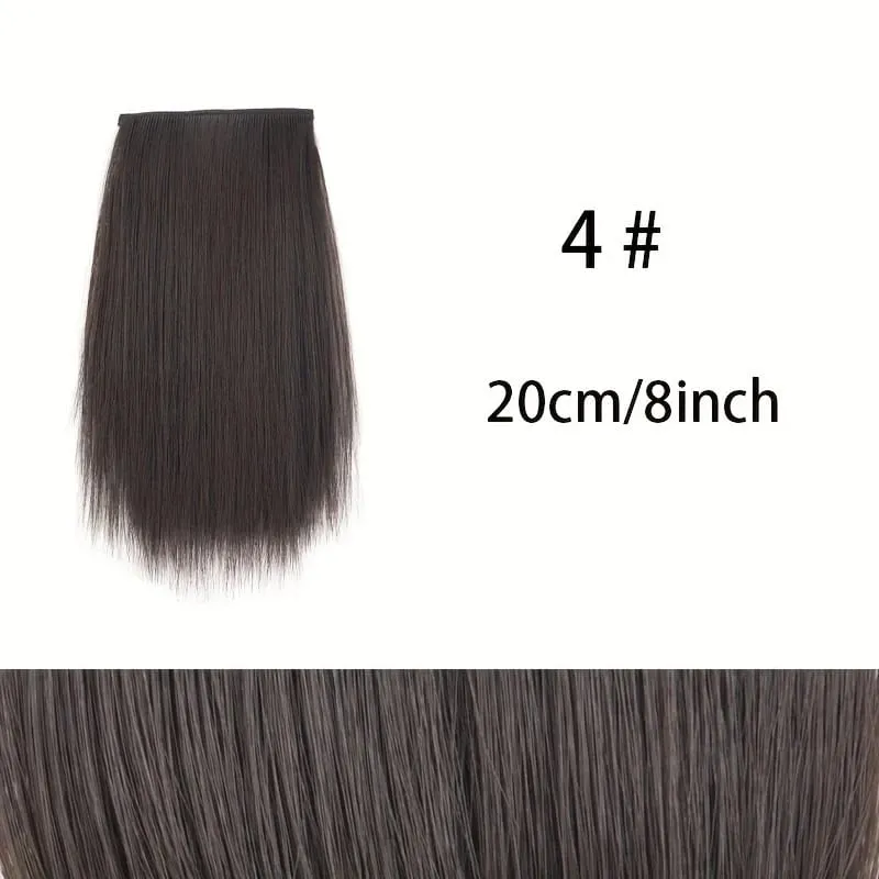 10cm/20cm/30cm Synthetic Short Straight Hair Pads Invisible Clip in Hair Extension Hair Top Side Cover 2 BB Clips Hairpiece