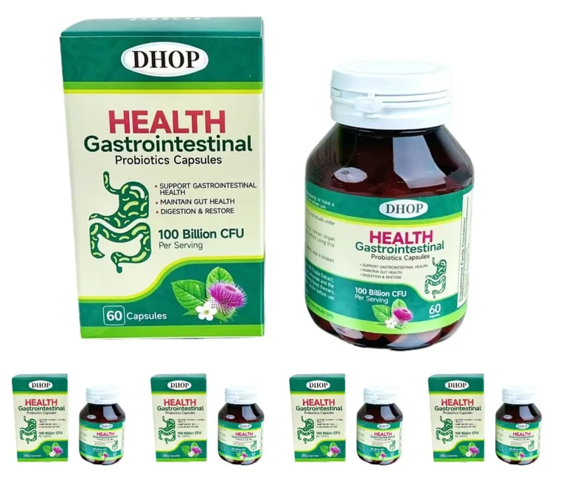 Gastrointestinal Probiotics Capsules Support Gut Health with Vitamin C and Vitamin E Diet Fiber 100 Billion CFU 60 Capsules