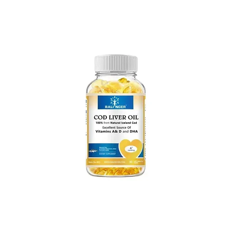 Přírodní tobolky s olejem z tresčích jater - bohaté na omega-3 EPA DHA vitamín A D - podporuje imunitní systém srdce, mozek, klouby a zdraví očí