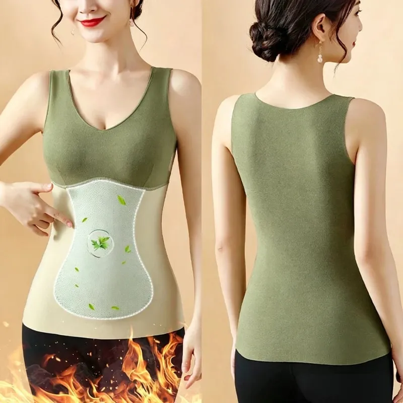 Winter Fleece Thermal Vest for Women Thickened Thermo Lingerie Seamless Soft Warm Inner Wear Female Undershirt With Bra Padded