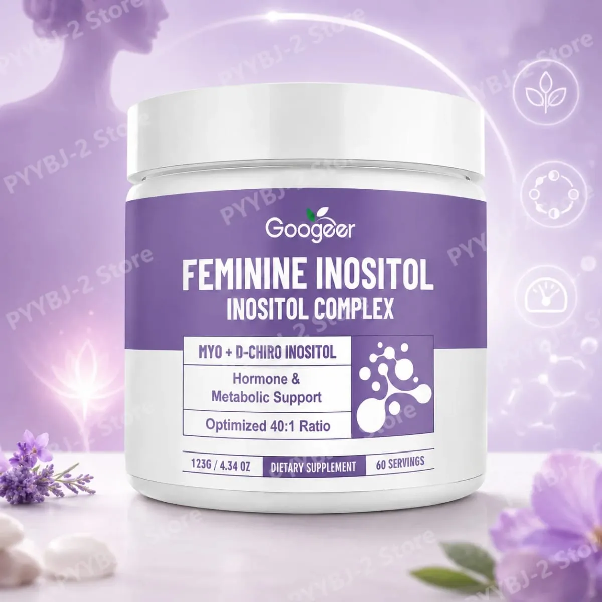 Myo & D Chiro Inositol Powder Supplement Premium Inositol Blend Women's Daily Nutrition Support Metabolism Hormone Balance 123g