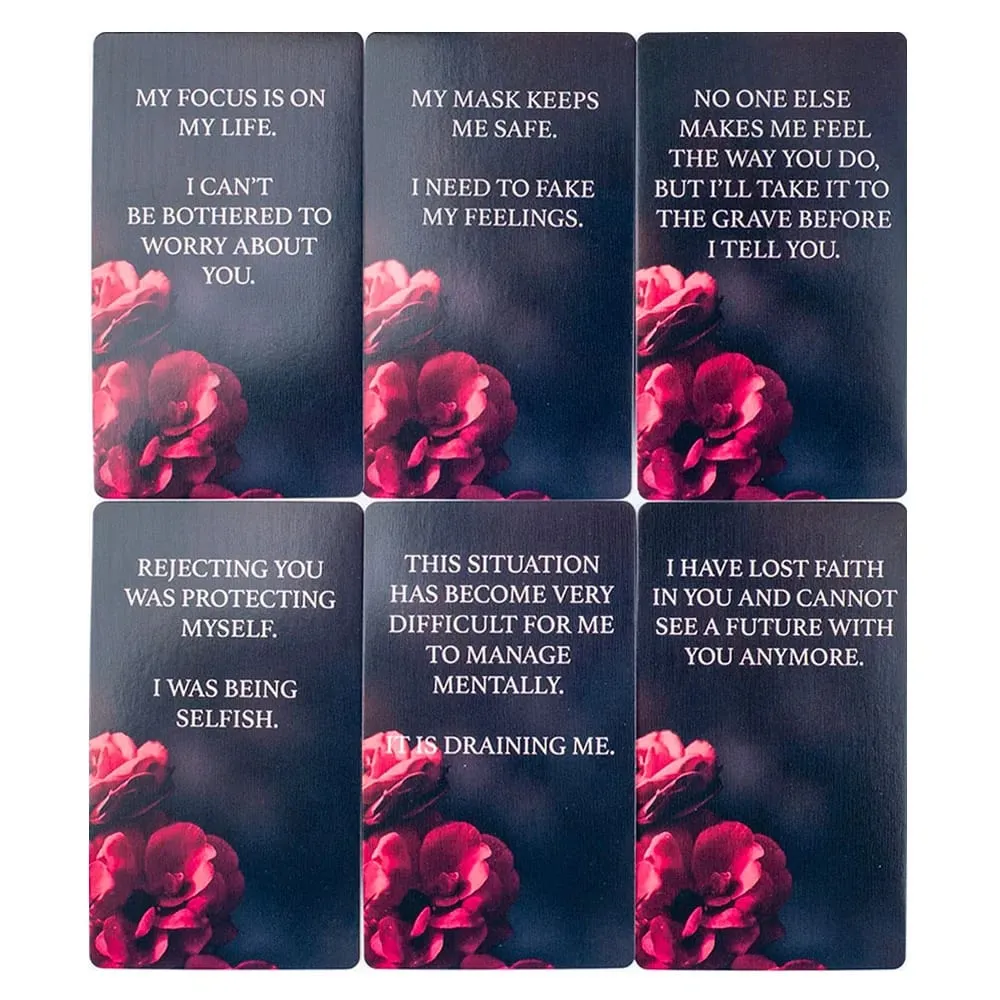 Dark Confession Twin Flame Oracle Cards 50Pcs Love Keywords & Messages Deck for Self-Reflection And Guidance
