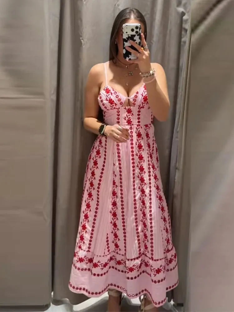 Women Dress Color Blocking Maxi Sleeveless Dresses Scarf Slimming Side Slit Long Dress Elegant Beach Vacation Party Outfit Lady