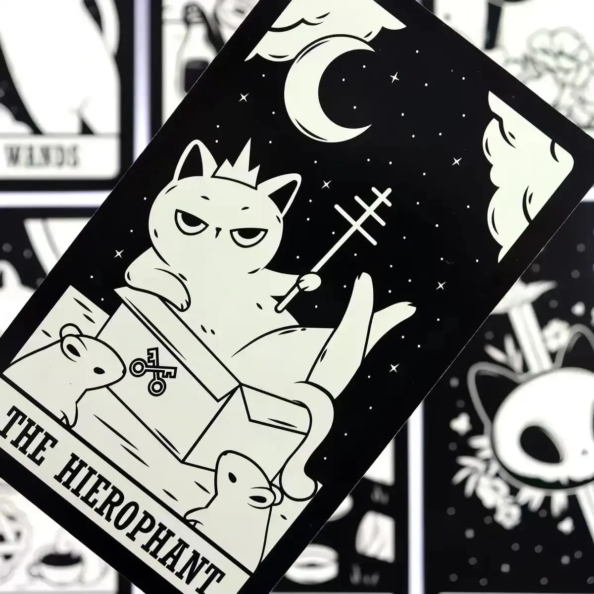 Kitten Tarot Cards 78PCS Black Cat Deck Oracle Divination Witchcraft Cute Animal Tarot For Beginners Spirituality Board Game Gif