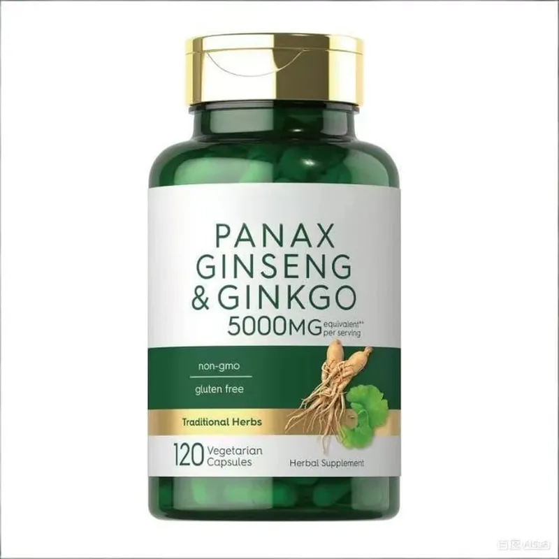 Panax Ginseng & Ginkgo Biloba 5000mg Equivalent with 95% Piperine Daily Energy Focus & Vitality Support 120 Vegetarian Capsules
