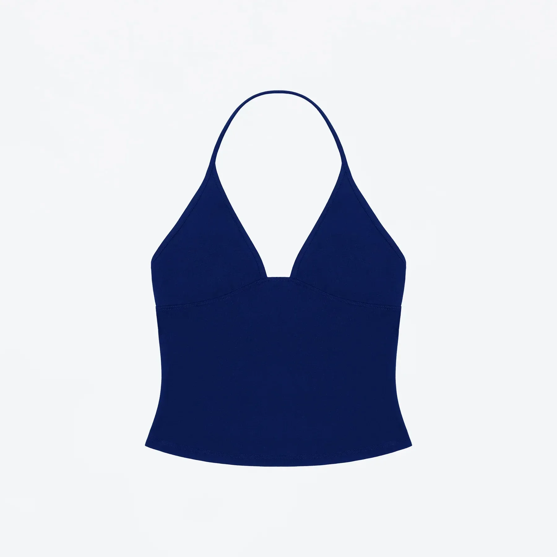 Tank Deep V Halter Neck Camisole Slim Fit Short Crop Top Tight-Fitting Waist-Cinching Backless Tank Top Versatile Outerwear Solid Color Base Shirt for a Spicy Look