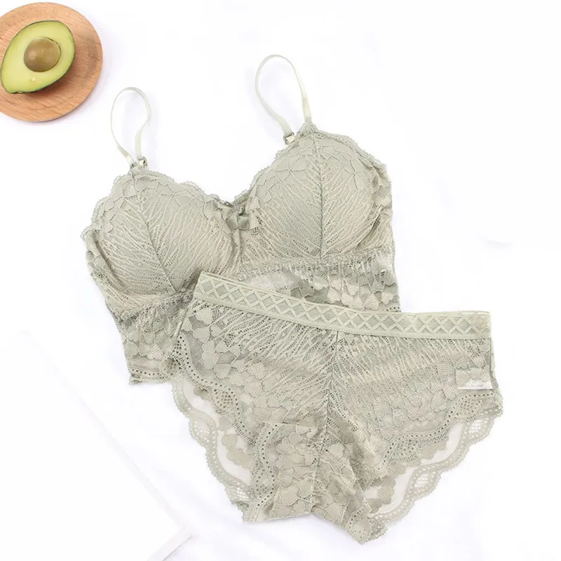 Sexy Lingerie Woman Lace Transparent Underwear Sexy Cutout Bra Push Up Silk Lingerie Set Women's Set Push Up Thin Bralette