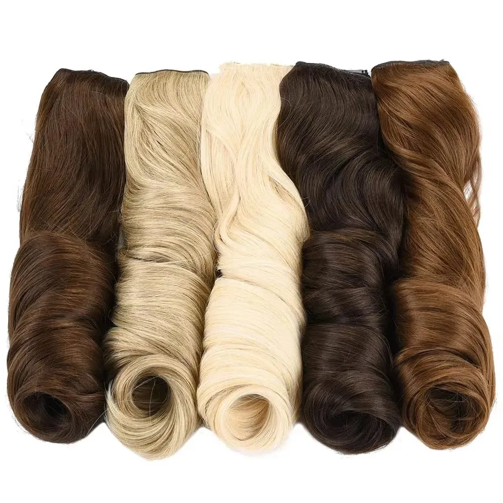 24 Inch Clips in Hair Extensions for Women Synthetic Long Natural Wavy Curly Hair in One Hairpiece Weft with Secure 4 Clips in