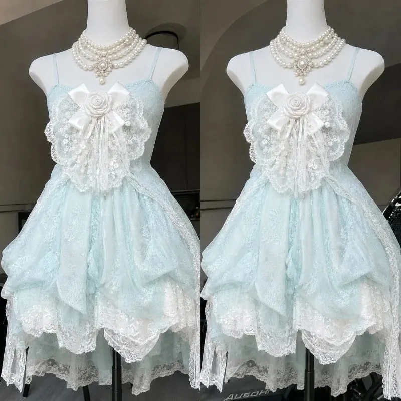 Gothic Retro Sweet Bud Mini Dress Women Harajuku Y2k Strap Dress Y2K Aesthetic Club Party Fashion Outfits