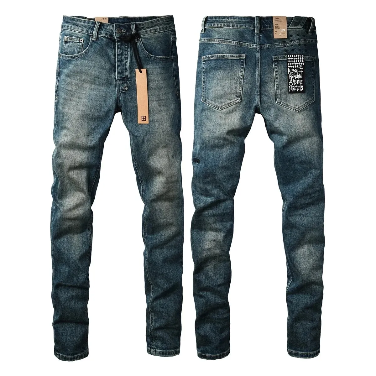2026 New Arrival Men's Dark Grey Washed Slim Fit Skinny Jeans Ripped Stretch Denim Casual Pants Streetwear Trousers