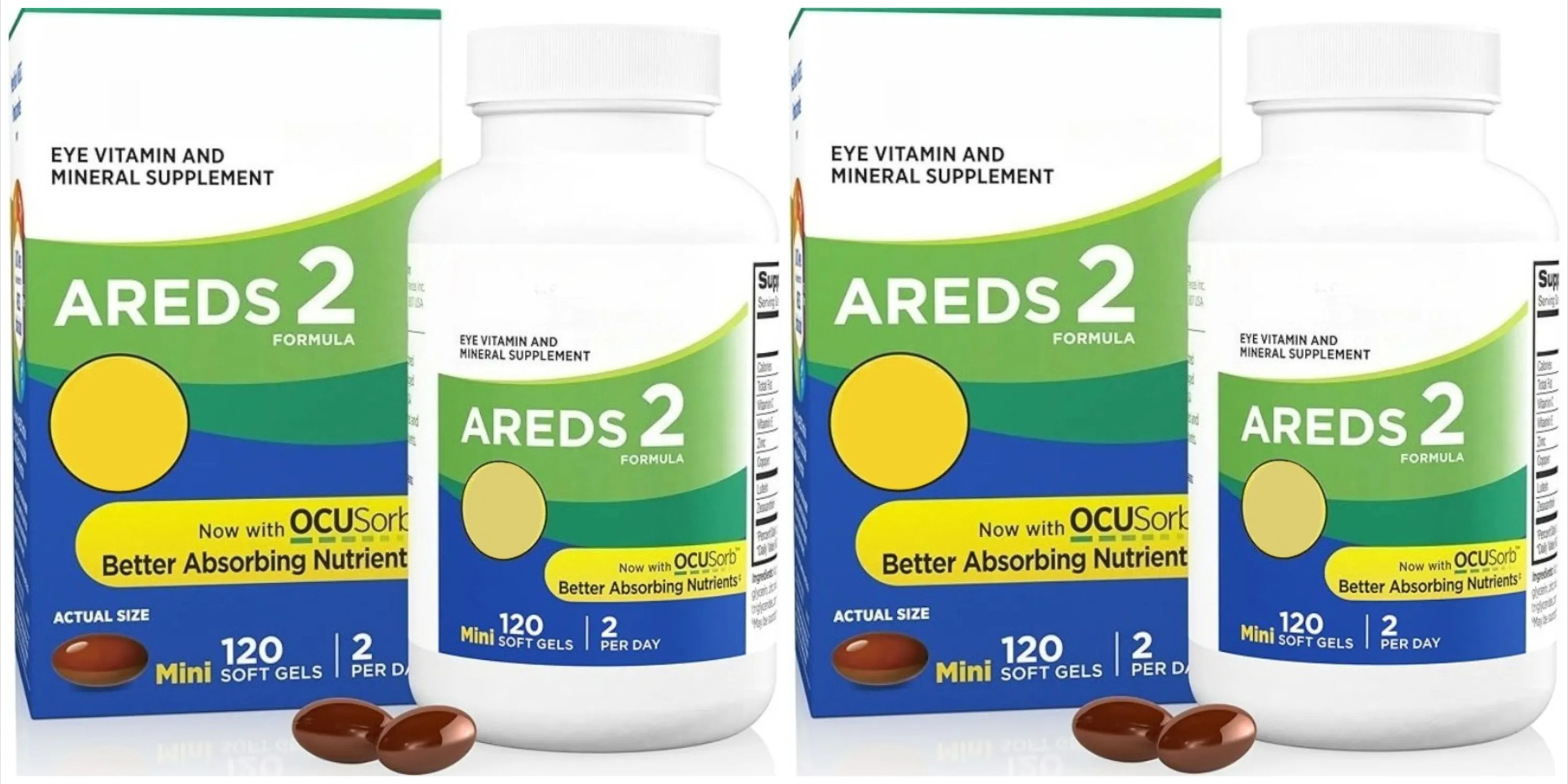2 Eye Vitamin And Mineral Supplement with OCUSorb Lutein Zeaxanthin Antioxidants 120 Capsules for Vision Health
