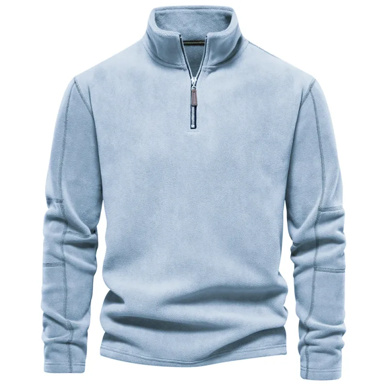 Brand Quality Thicken Warm Fleece Jacket para sa Lalaki Zipper Neck Pullover Men's Sweatshirt Soft Shell Mens Jacket