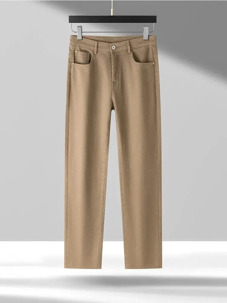 High Quality Lyocell Jeans Men Spring Autumn New Fashion Straight Long Pants Soft Business Brand Classic Stretch Denim Trousers