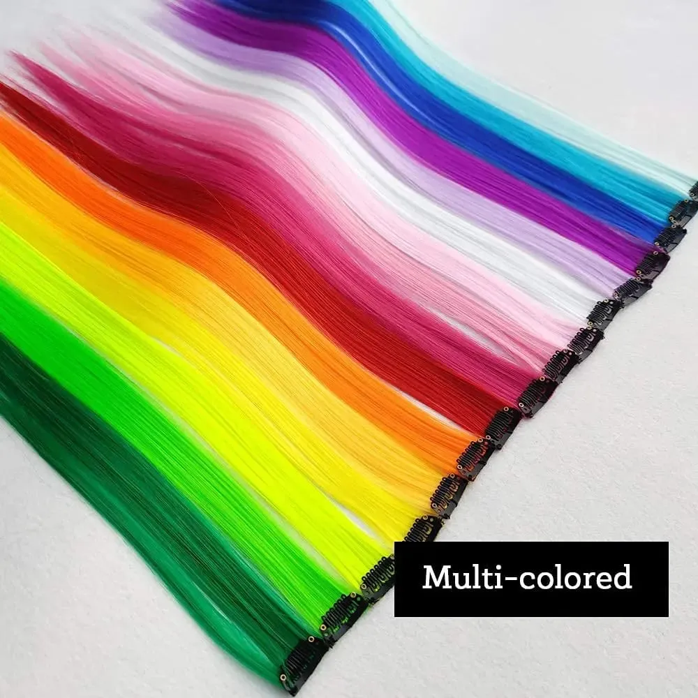 Synthetic 1-6pc Colored Hair Extensions Clip in Colorful Hair Extensions Rainbow Hair Extensions for Women Girls Hair Extensions