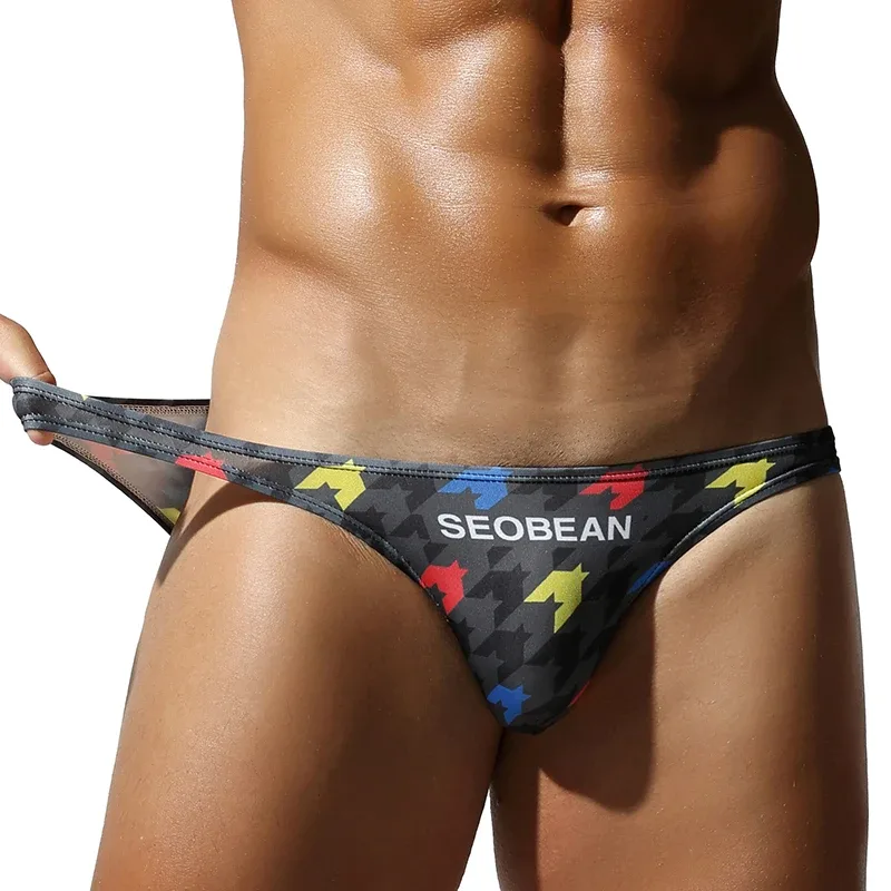 Men's Low-Waist Triangle Pants with Pouch Fashionable Bird's Eye Design Comfortable Underwear for Men — image 20