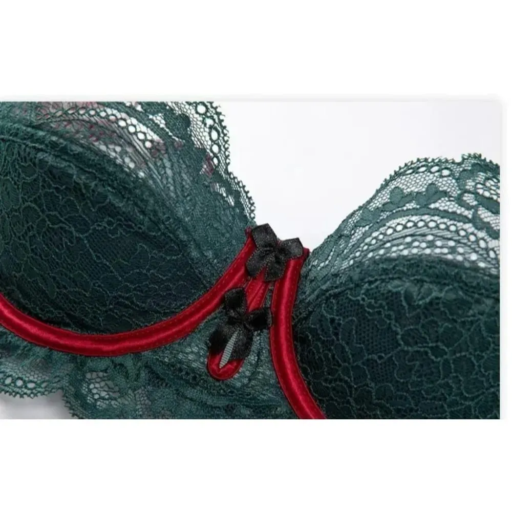 Women Sexy Red Lace Bra French Ultra Thin Minimizer Non Wired Breathable Brassiere Large Bust Reduce Underwear 32‑42