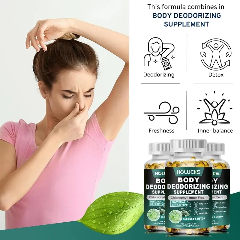 Natural Chlorophyll Capsules Supplement Internal Detox Cleanse Body Deodorant Promote Digestive & Skin Wellness