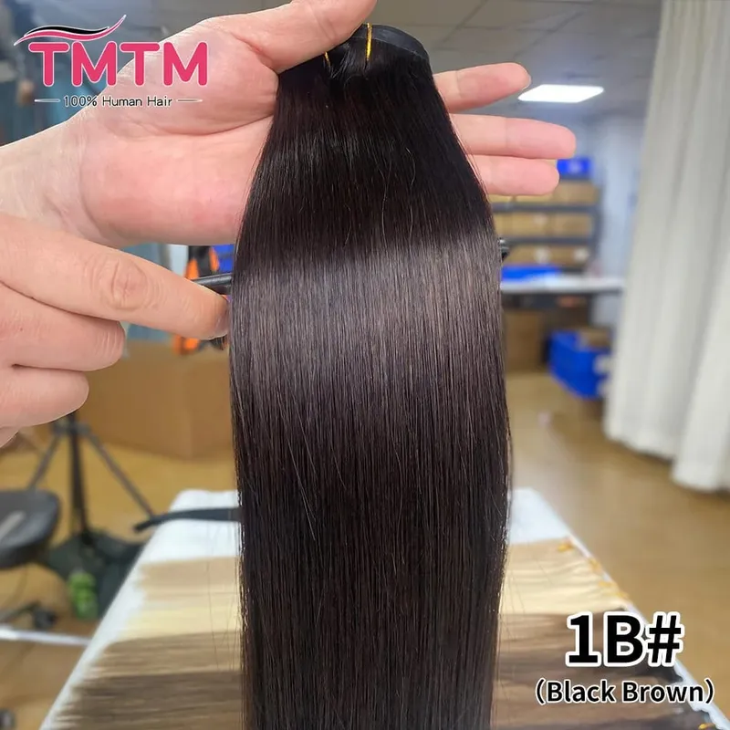 Invisible PU Weft Clip In Extension Human Hair 7Pcs 110g/set Clip Ins Human Hair Extensions 14-24Inch Silk Straight Clip On Hair