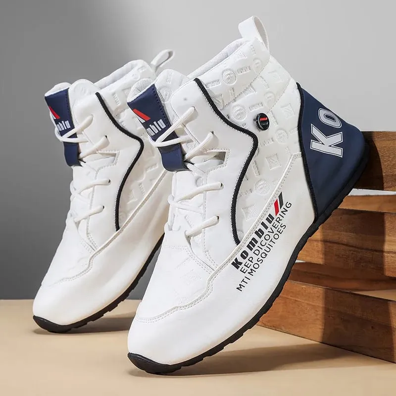 High-Top Casual Sneakers with Trendy Embossed Design Soft and Shock-Absorbing Versatile for Daily Commuting Unisex Fashion Height-Increasing Sports Shoes 9