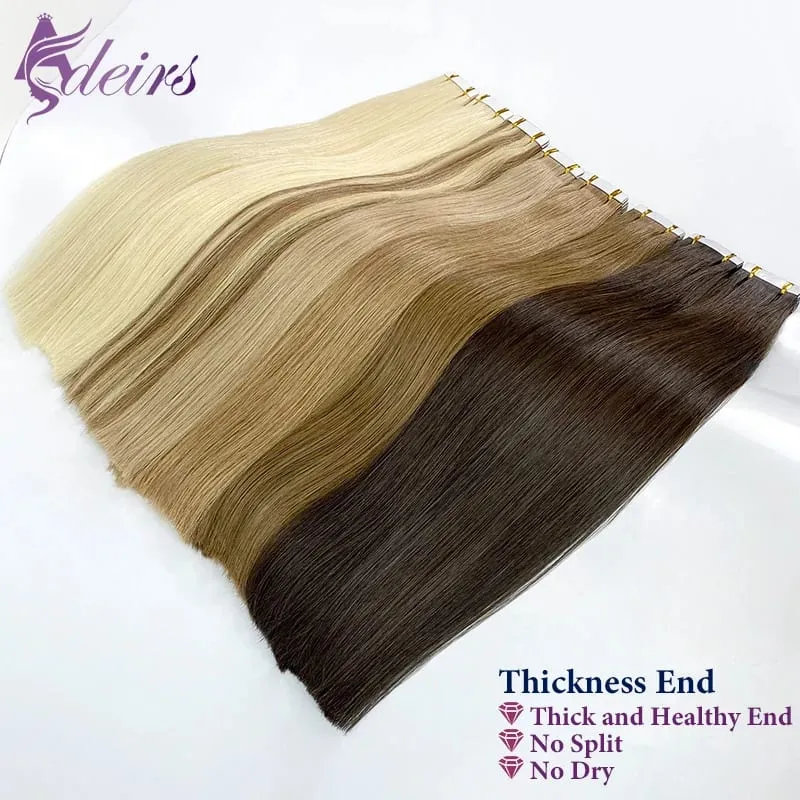Fita reta de alta qualidade em extensões de cabelo humano 100% extensão de cabelo natural real cabelo remy marrom loiro invisível