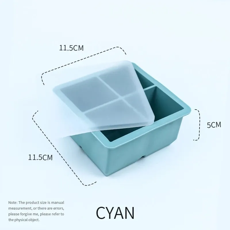 Silicone Large Ice Molds 2 Inch Big Ice Cube Trays with Removable Lid BPA-Free Easy Release and Stackable Flexible Ice Cube Tray