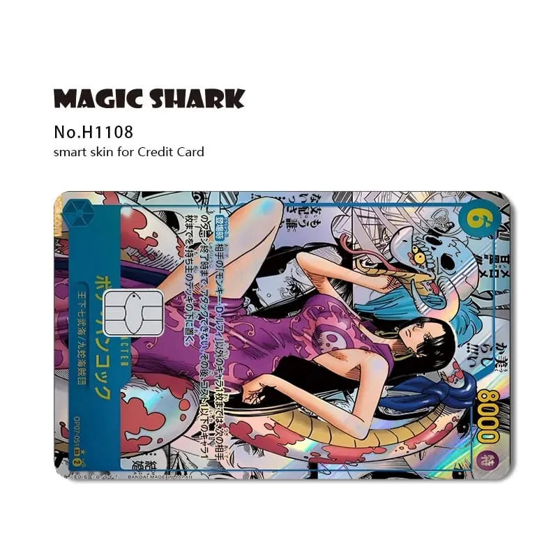 Magic Shark Luffy Nami Ace Zorro OP TCG Card Style Lazer Holographic Thin Sticker Film Skin for Debit Credit Card