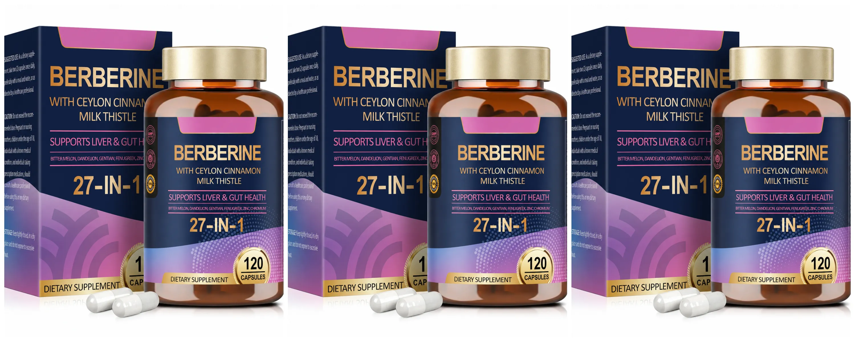 Suplemento de berberina 27 em 1 com cardo de leite de canela de Ceilão para imunidade de saúde intestinal de fígado para homens e mulheres 120 cápsulas veganas — image 11
