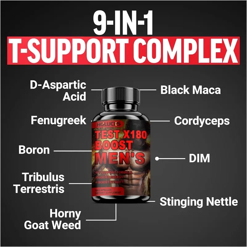 Men's Test X180 Ignite Booster with Fenugreek Seed Tribulus Terrestris Support Muscle Growth Enhance Energy Boost Immune