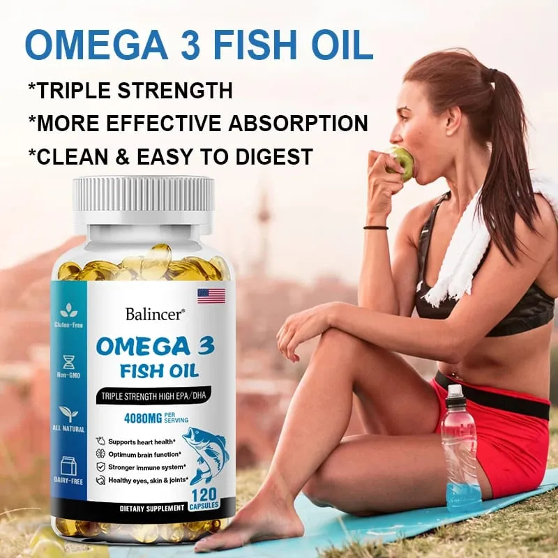 Omega 3 Fish Oil 4080mg - High EPA + DHA Helps with Joints Skin Immune Support Antioxidant & Improve Memory