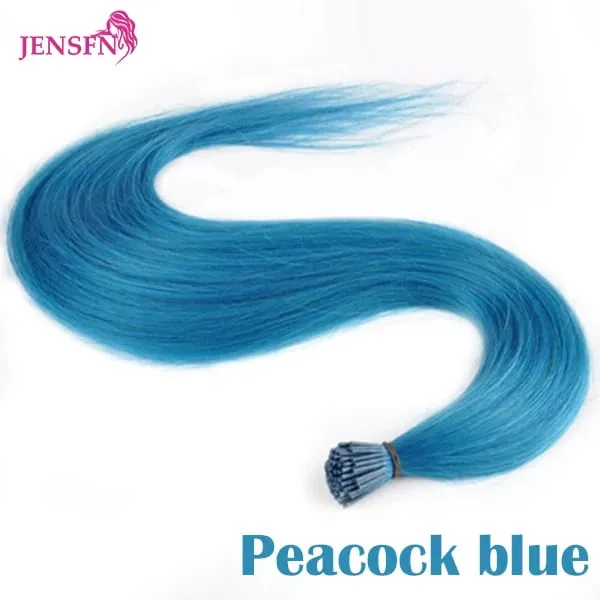 I Tip Color Hair Extensions 0.5g/Strand Remy Fusion 100% Human Hair Keratin Capsule Purple Blue Pink For Women