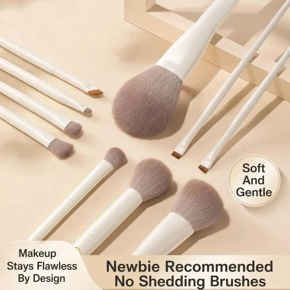 10PCS Makeup Brush Set High-Grade Nylon Bristles Includes Foundation Blush Eye and Powder Brushes