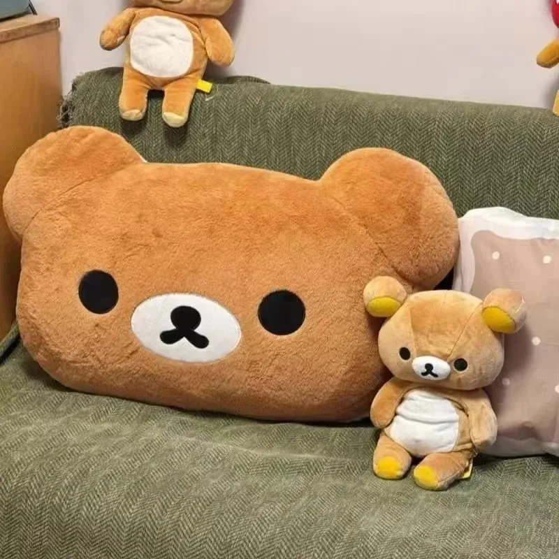Rilakkuma Bear Plush Pillow Dual Sided Large Soft Bedside Cushion Nap Pillow Dormitory Stuffed Doll Birthday Gifts For Fan
