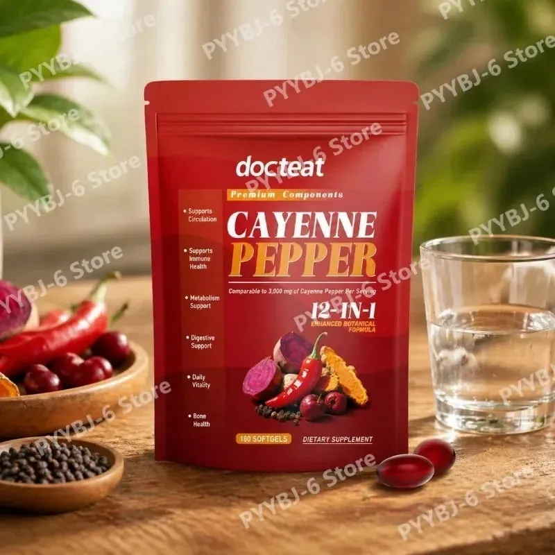 Cayenne Pepper Extract Botanical Formula Supports Circulation Immune Health &Daily Vitality180 Softgels Dietary Supplement — image 1