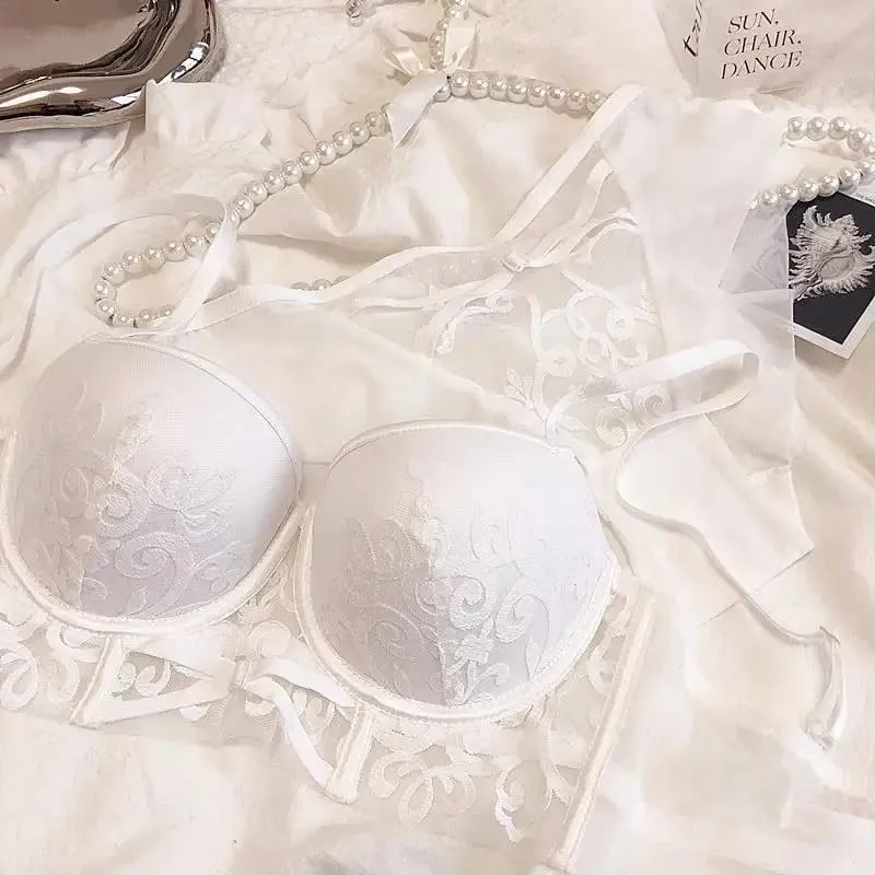 Red Lingerie Set for Wedding Bride Push-Up Bra To Make Small Breasts Look Larger Side Support Dragon Zodiac Year Bra Set