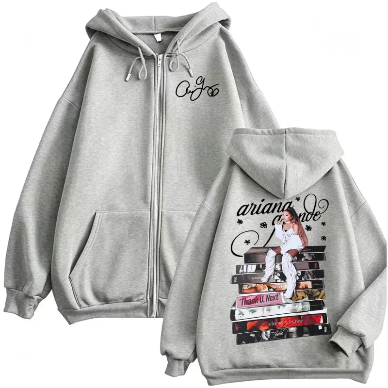 Ariana Grande Eternal Sunshine Album Cover Zip Up Hoodies Men Women Harajuku Classic Jacket Sweatshirt Cozy Casual Zipper Hoodie