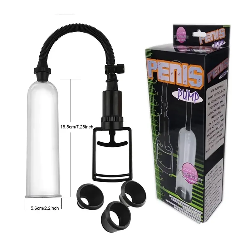 Male Penis Pump Manual Penis Enlarger Big Dick Lasting Trainer Dick Stimulate Extender Masturbator For Man Vacuum Pump Sex Toy