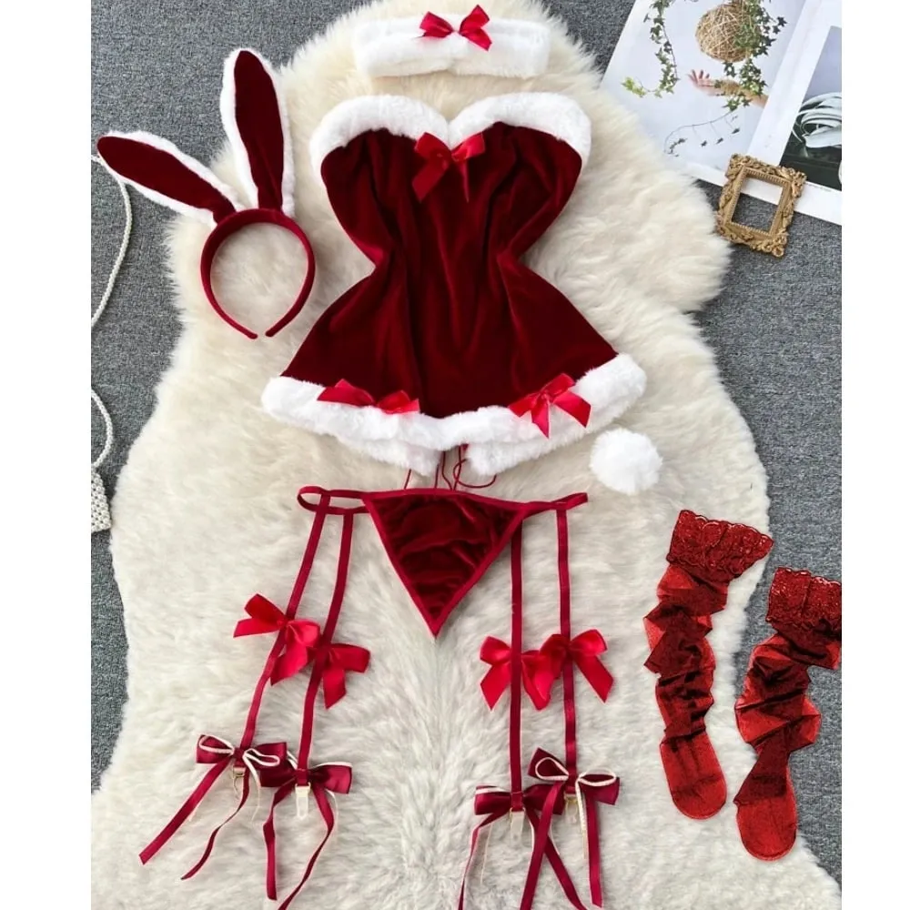Sevimli Gri Tavşan kulaklık Üst Seksi Backless Slim Fit Bodysuit Zip Kolsuz Kadın Seksi Erotik Iç Çamaşırı Tavşan Cosplay Tulum