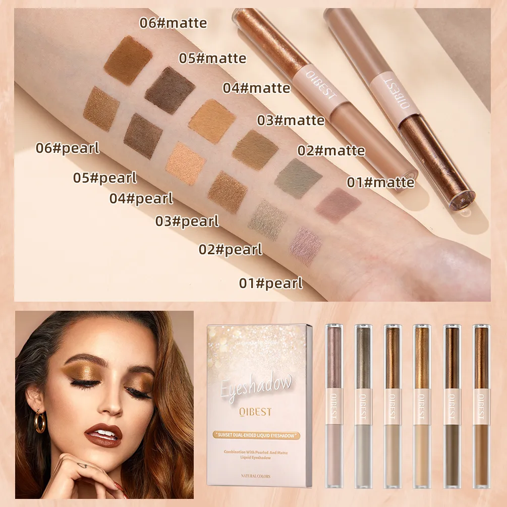 Double Head Glitter Matte Eye shadow Stick Makeup Sets Long Lasting Shimmer 2 In 1 Liquid Eyeshadow Cosmetic Sets 6 Color