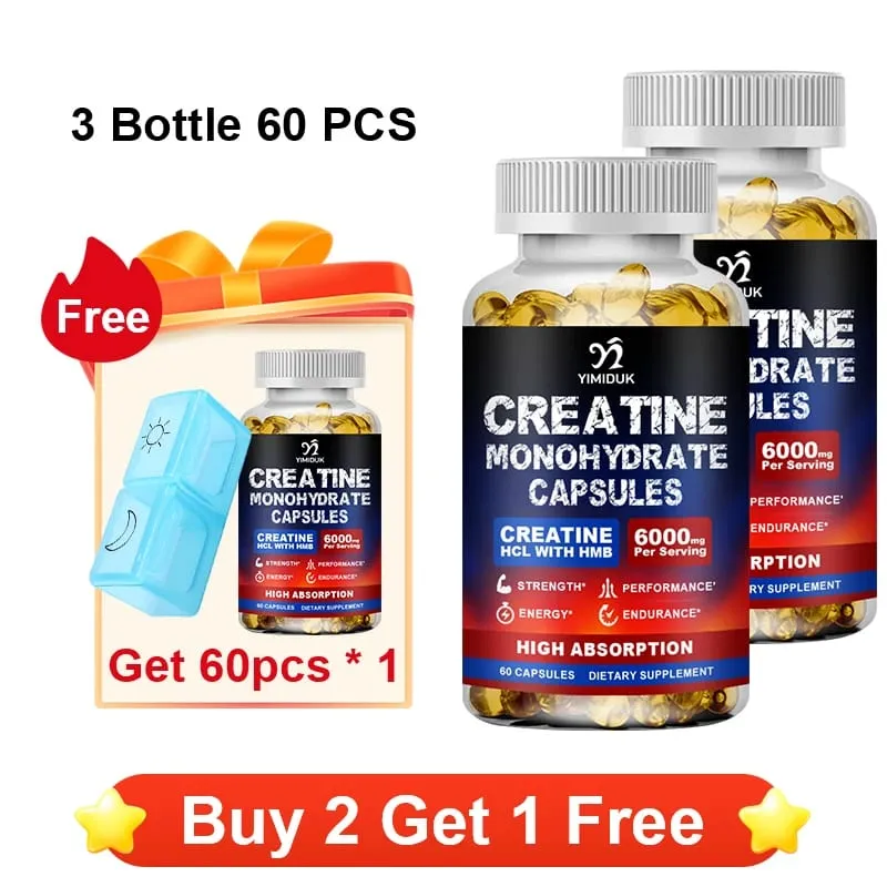 High Absorption Creatine Capsules with Mixed Creatine Vitamin E Boost Muscle Growth Extend Workout Accelerate Recovery