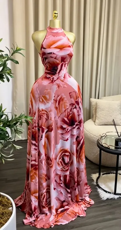 2025 Fall Women O-neck Sleeveless Print Mermaid Maxi Dress Evening Birthday Beach Sexy Night Party Long Dresses