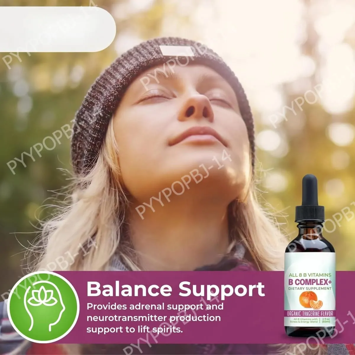Vitamin B Complex Liquid Drops Supplement Vegan B1 B2 B3 B5 B6 Biotin Folate and Choline Plus Blend for Energy Support 60ml